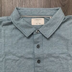 Linksoul Golf Blue Polo‎ Shirt Tempus Fugit Athleisure Casual Luxury Cotton XL